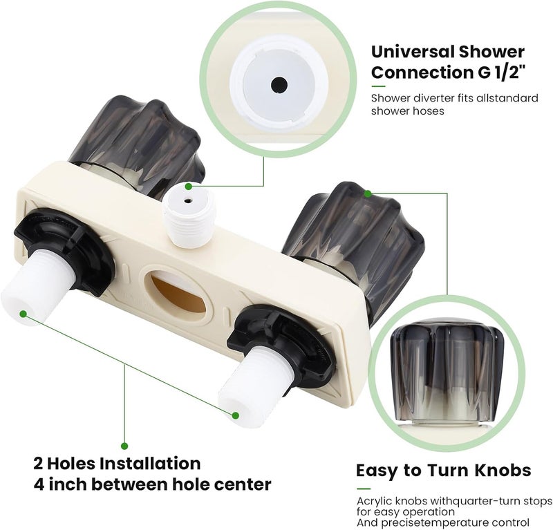 gcbcrit RV Shower Faucet with Hose and Head, RV Outdoor Shower Kits, RV Tub Faucet with Shower Diverter Outdoor Shower Kit Fits for RV/Campers,Travel Trailer,Motorhome (Shower Faucet Kit, Milky White) - Image 4